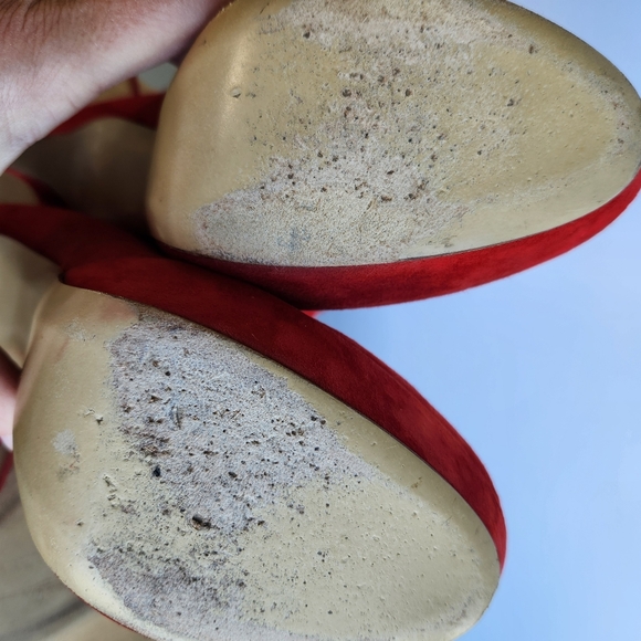 Charles David Lula Fringe Trim Suede Bootie Red Ankle Boot High Heels Size 7 - Picture 16 of 16